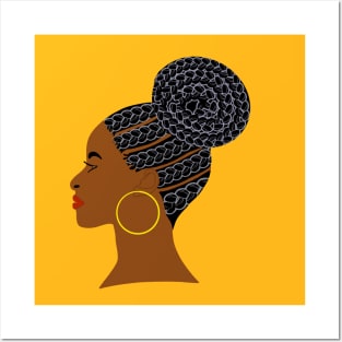 Older African American Woman Gray Hair Cornrows Posters and Art